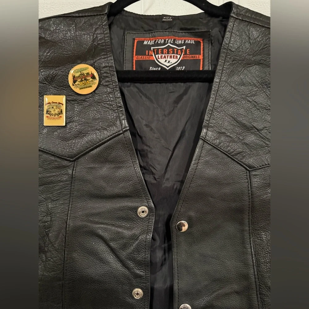 American Flag Interstate Leather Black Vest